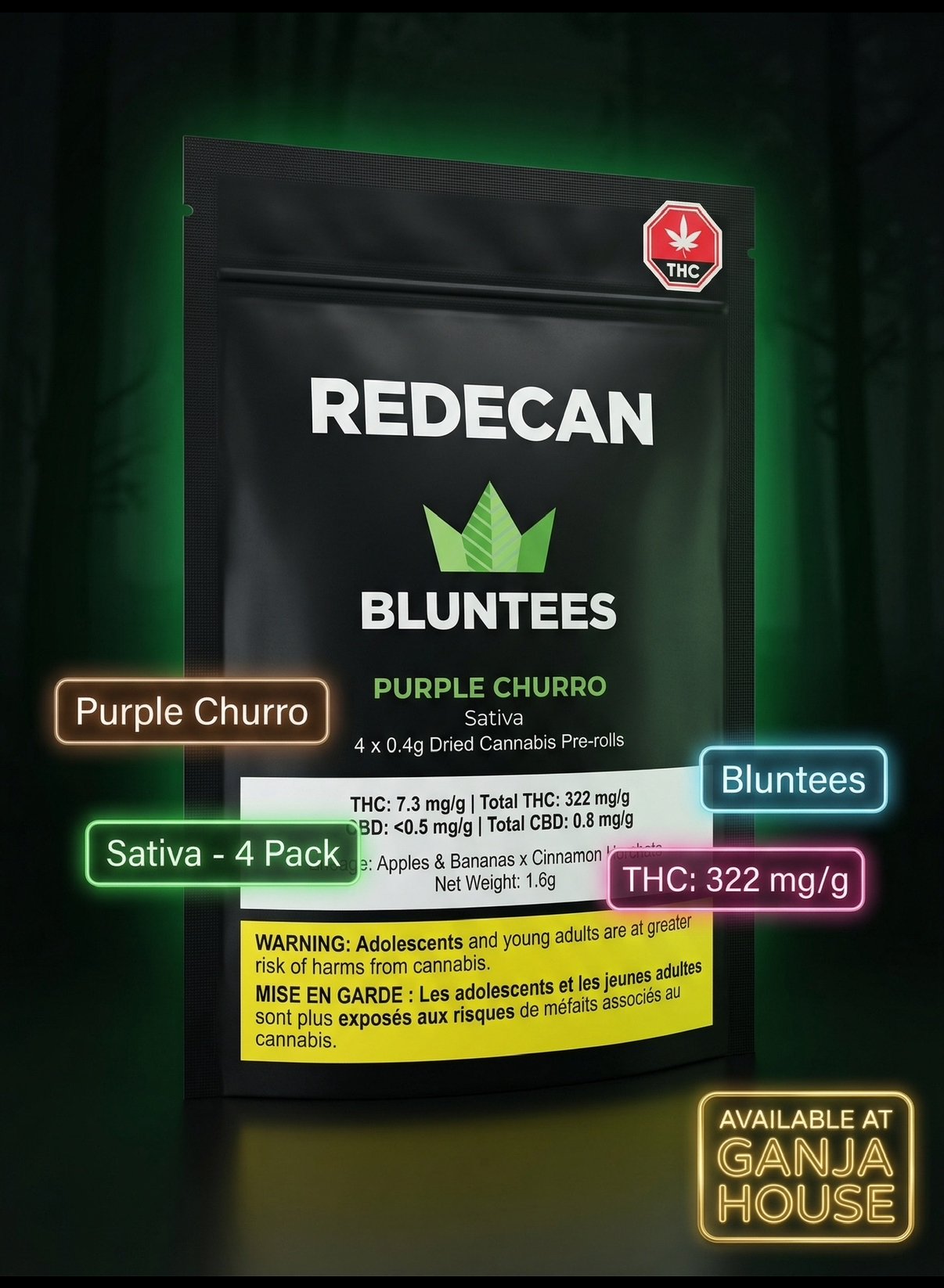 PURPLE CHURRO BLUNTIES PR4X0.4GM